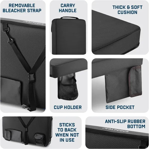 Alpcour Portable Extra Thick Stadium Seat Cushion - 21x 15 Inch Bleacher Cushion With Side Pocket