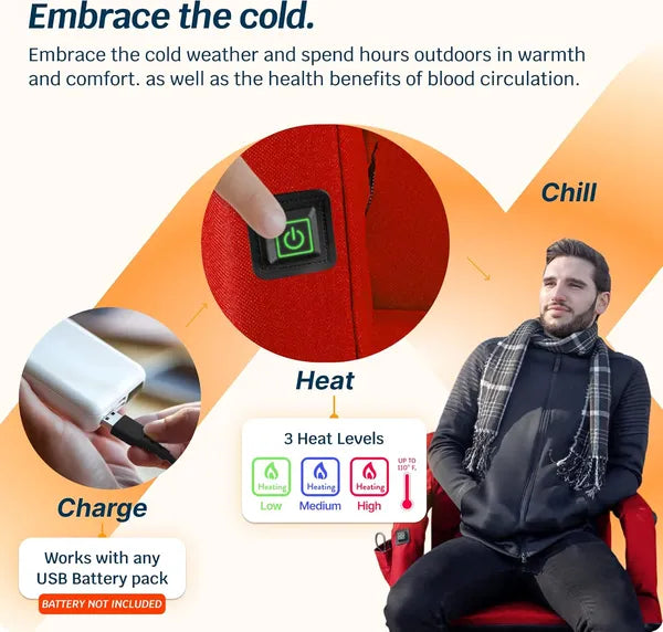 Alpcour Heated Reclining Stadium Seat For Bleachers With Back Support