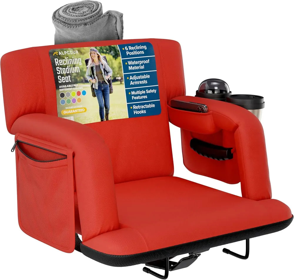 Alpcour Premium Reclining Stadium Seat For Bleachers With Back Support