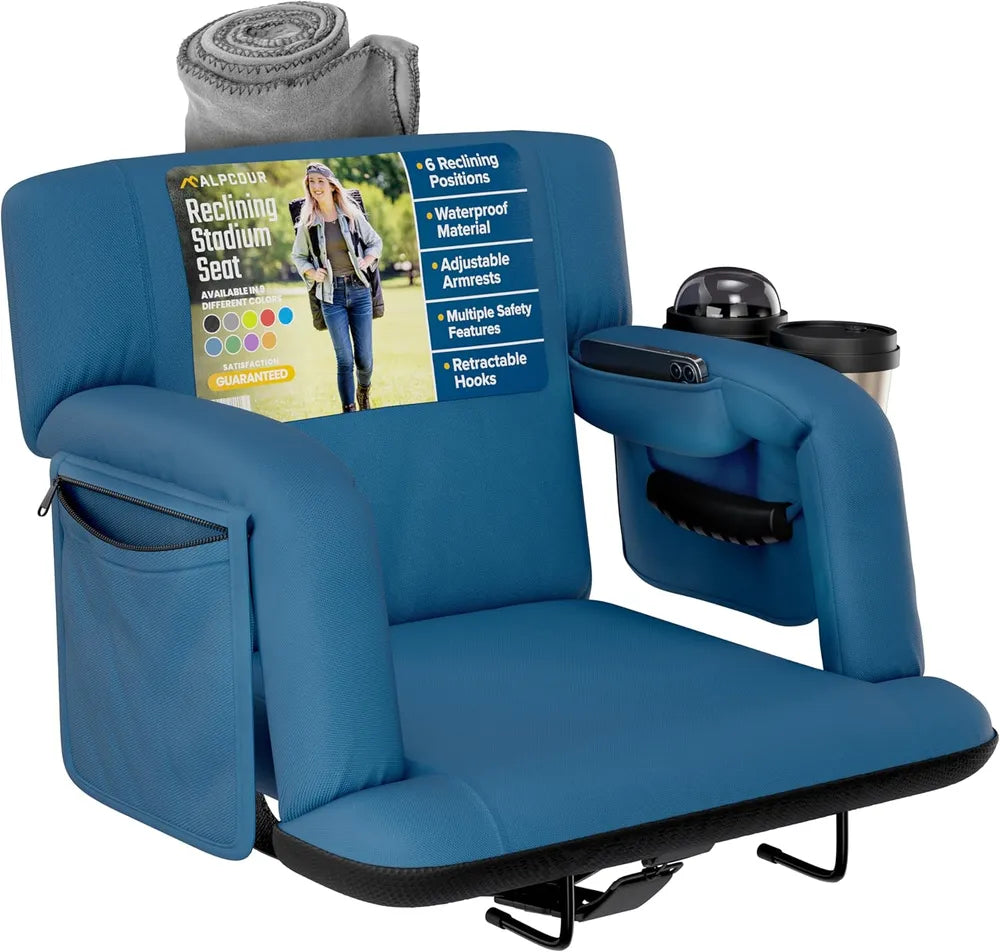 Alpcour Premium Reclining Stadium Seat For Bleachers With Back Support
