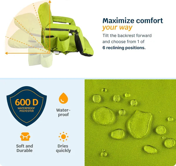 Alpcour Heated Reclining Stadium Seat For Bleachers With Back Support