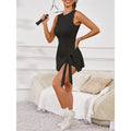 Womens High Neck Tennis Dress Sleeveless Wrap Skirt Built In Shorts Golf Athletic Dress Workout Rompers