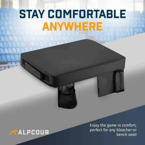 Alpcour Portable Extra Thick Stadium Seat Cushion - 21x 15 Inch Bleacher Cushion With Side Pocket