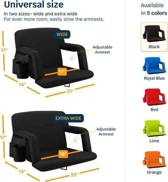 Alpcour Premium Reclining Stadium Seat For Bleachers With Back Support