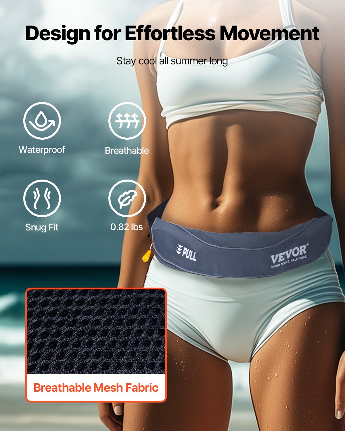 Manual Inflatable Belt Pack For Adults PFD Gray CO2 Cylinder Not Included