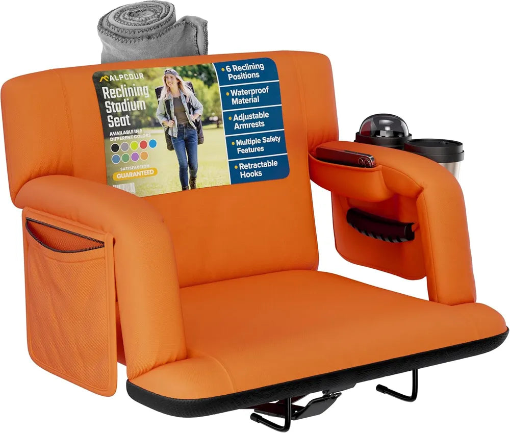 Alpcour Premium Reclining Stadium Seat For Bleachers With Back Support