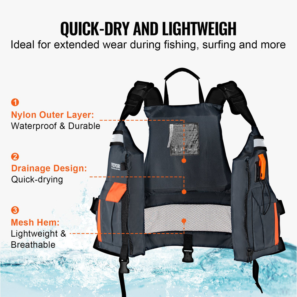 Watersports Life Vest PFD 80N Buoyancy Life Jacket For Men & Women S
