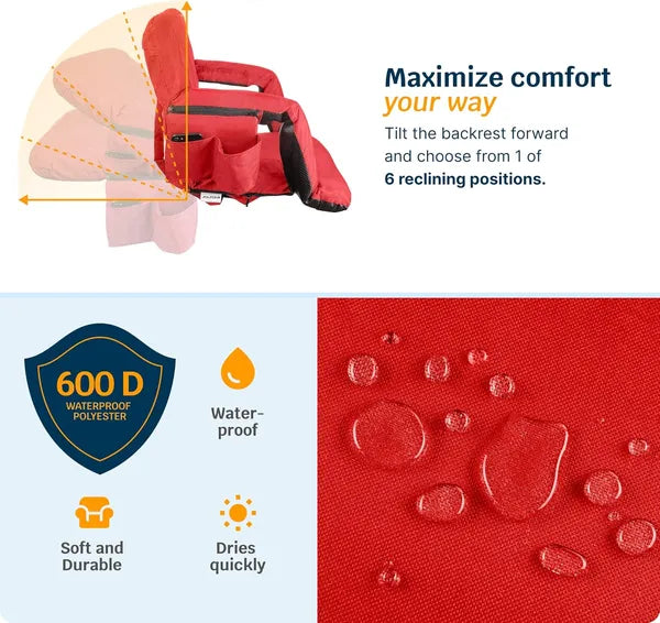 Alpcour Heated Reclining Stadium Seat For Bleachers With Back Support