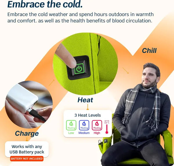 Alpcour Heated Reclining Stadium Seat For Bleachers With Back Support